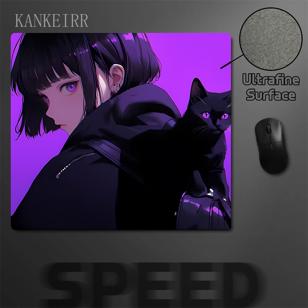 Tradescantia Purple - Kawaii Anime Purple Girl Mouse Pad