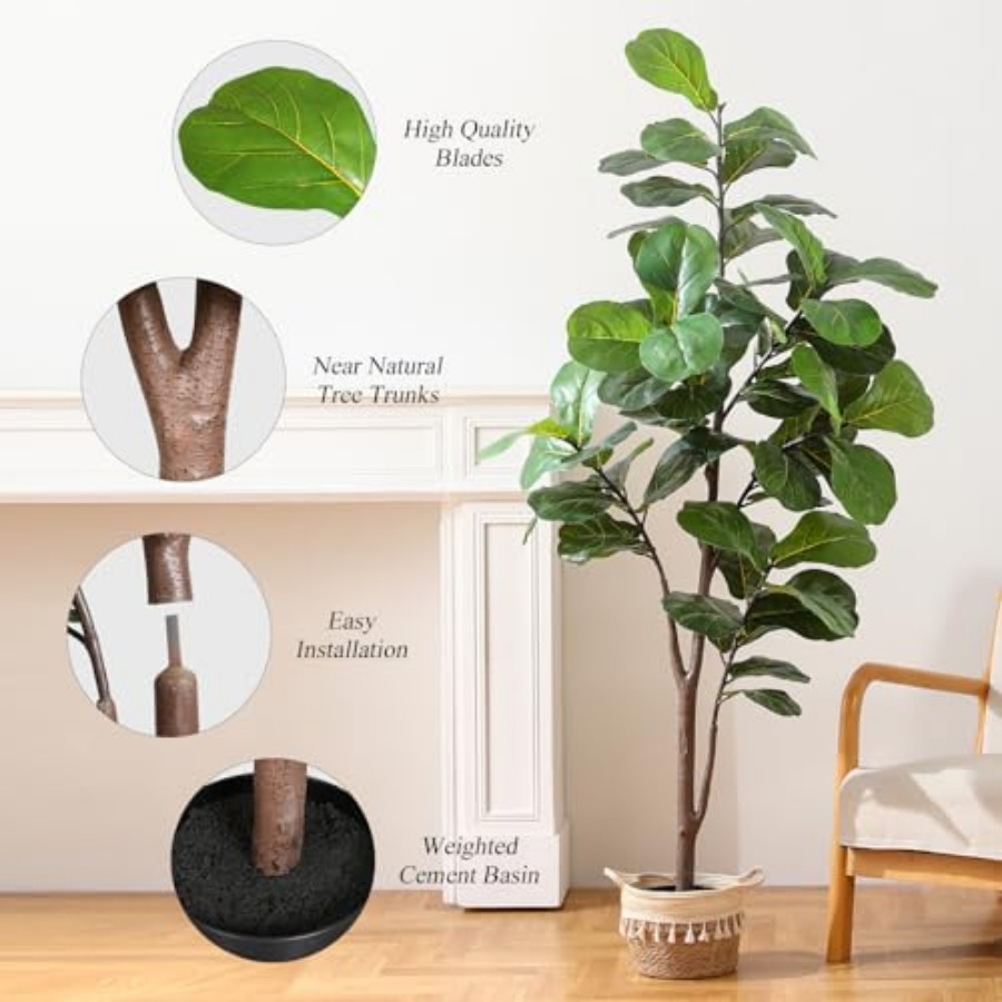 Artificial Fiddle Leaf Fig Tre - Ficus Lyrata Tree 리뷰 및 가격