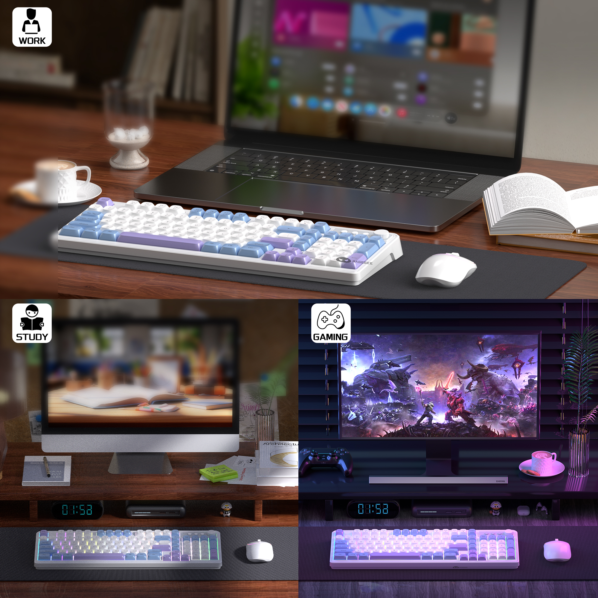 MageGee Wireless Gaming Keyboa - Tradescantia Purple 리뷰 및 가격