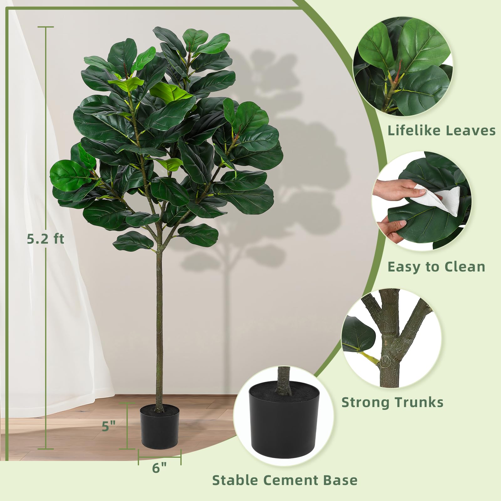 GlowSol 5.2 Ft Artificial Fidd - Ficus Lyrata Tree 리뷰 및 가격