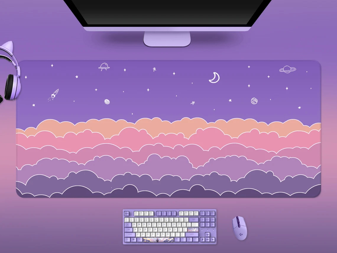 Kawaii Deskmat purple Cute Mou - Tradescantia Purple 리뷰 및 가격