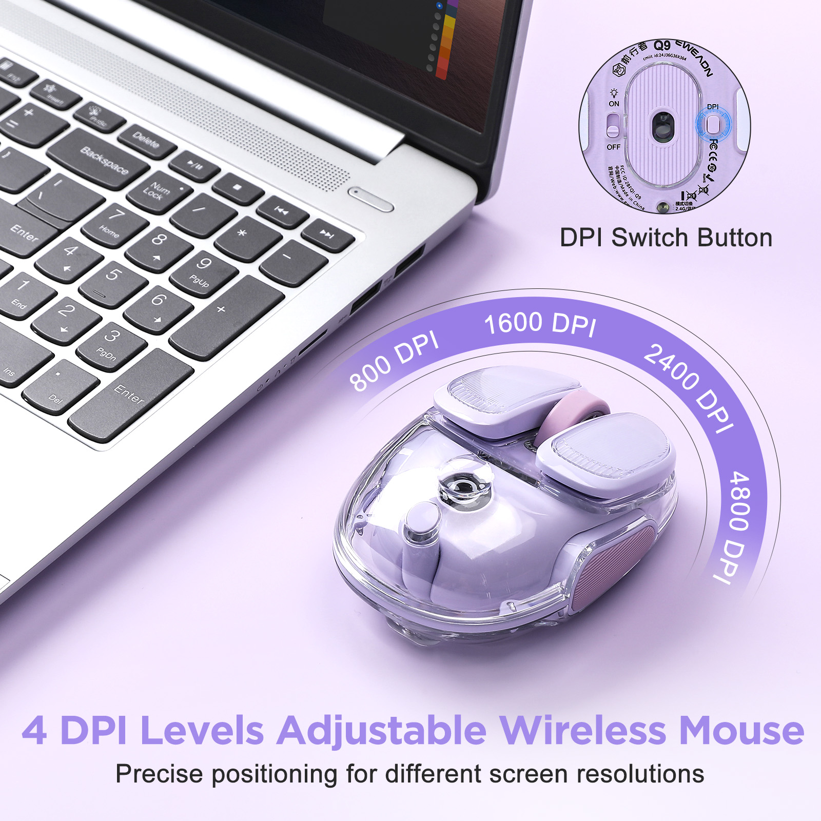 EWEADN Q9 Purple Wireless RGB  - Tradescantia Purple 리뷰 및 가격